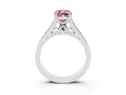 Fancy Pink Cushion Cut Diamond Channel Set Solitaire Engagement Ring Set in Silver with Prong Setting