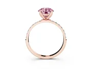 Round Pave Engagement Ring Setting for a Fancy Pink Lab-Grown Diamond | Slim Band | Rose Gold
