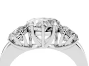 Heart Cut Diamond Three-Stone Ring Set in White gold with Bold Center and Classic Band
