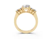 Round Close Set Five Stone Engagement Ring Setting | Yellow Gold
