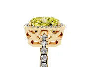 Radiant Cut Pave Halo Engagement Ring Setting for a Fancy Yellow Lab-Grown Diamond | Yellow Gold