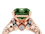 Asscher Cut Filigree Engagement Ring Setting for a Fancy Green Lab-Grown Diamond | Rose Gold