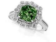 Cushion Cut Halo Engagement Ring Setting for a Fancy Green Lab-Grown Diamond | Sterling Silver - Design NV-24753