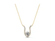 Round Lab-Grown Diamond Open Pavé Frame Pendant Necklace | Pointed U Frame | Yellow Gold