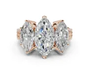 Marquise Three Stone Engagement Ring Setting | Beaded Shoulders | Rose Gold