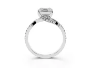 Asscher Cut Twisted Split Shank Pave Engagement Ring Setting | Pave Gallery | Sterling Silver
