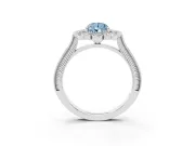 Fancy Blue Pear Cut Diamond Halo Milgrain Pavé Ring Set in Silver with Prong Setting