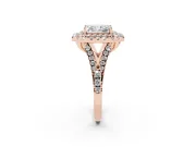 Radiant Cut Halo Split Shank Engagement Ring Setting | Rose Gold