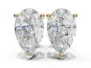 Radiant Cut Lab-Grown Diamond Solitaire Basket Stud Earrings | Open Gallery | Yellow Gold