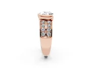 Heart-Shaped Half Bezel Engagement Ring Setting | Double Row Channel Band | Rose Gold