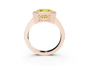 Fancy Yellow Asscher Cut Diamond Halo Ring Set in Rose gold with Pavé Band and Milgrain-Edged Prongs