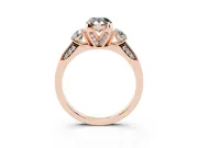 Pear-Shaped Hidden Halo Three Stone Engagement Ring Setting for a Black Center | Rose Gold