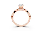 Pear Cut Diamond Solitaire Engagement Ring Set in Rose gold with Milgrain Bezel Accent Band