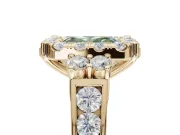 Radiant Cut Halo Engagement Ring Setting for a Fancy Green Lab-Grown Diamond | Graduated Channel Band | Yellow Gold