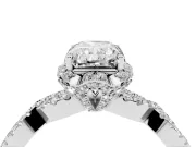 Radiant Cut Milgrain Halo Engagement Ring Setting | Graduated Shoulders | White Gold