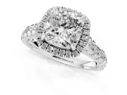 Cushion Cut Halo Engagement Ring Setting | Shared Prong Shoulders | Sterling Silver