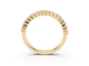 Round Lab-Grown Diamond Three Row Pave Promise Ring | Shared Prongs | Yellow Gold