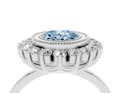 Oval Bezel Halo Engagement Ring Setting for a Fancy Blue Lab-Grown Diamond | Platinum