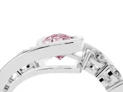 Fancy Pink Pear Cut Diamond Bezel Bypass Ring Set in White gold with Round Accents