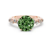 Round Graduated Solitaire Engagement Ring Setting for a Fancy Green Lab-Grown Diamond | Rose Gold
