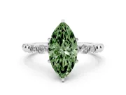 Marquise Beaded Engagement Ring Setting for a Fancy Green Lab-Grown Diamond | Sterling Silver
