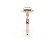 Asscher Cut Vintage Halo Engagement Ring Setting | Bezel Station Shoulders | Rose Gold