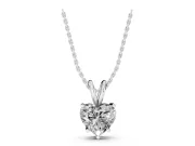 Heart-Shaped Lab-Grown Diamond Solitaire Pendant Necklace | V Bail | White Gold
