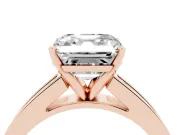 Asscher Cut Channel Set Engagement Ring Setting | Princess Cut Accents | Rose Gold