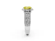 Radiant Cut Pavé Engagement Ring Setting for a Fancy Yellow Lab-Grown Diamond | Wide Three-Row Band | Sterling Silver