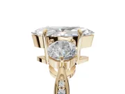 Marquise Three Stone Engagement Ring Setting | Tapered Pave Band | Yellow Gold