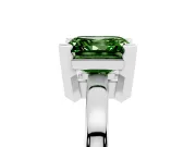 Fancy Green Asscher Cut Diamond Solitaire Ring Set in White gold with Prong Head and Smooth Polished Band