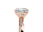 Radiant Cut Diamond Engagement Ring Set in Rose gold with Side Stone Accents and Prong Setting