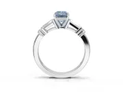 Emerald Cut Tapered Baguette Engagement Ring Setting for a Fancy Blue Lab-Grown Diamond | Platinum