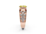 Oval Vintage Milgrain Pave Engagement Ring Setting for a Fancy Yellow Lab-Grown Diamond | Crescent Side Rows | Rose Gold