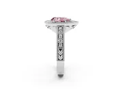 Pear-Shaped Milgrain Halo Engagement Ring Setting for a Fancy Pink Lab-Grown Diamond | Sterling Silver