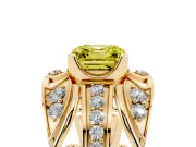 Asscher Cut Art Deco Engagement Ring Setting for a Fancy Yellow Lab-Grown Diamond | Yellow Gold