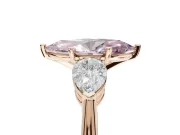Marquise Three-Stone Ring Setting for a Fancy Pink Lab-Grown Diamond | Pear Side Stones | Rose Gold