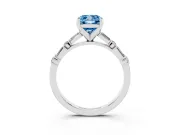 Fancy Blue Cushion Cut Diamond Solitaire Set in Silver with Side Baguettes and Channel Set Band
