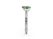 Pear-Shaped Engraved Engagement Ring Setting for a Fancy Green Lab-Grown Diamond | Sterling Silver