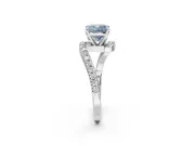 Cushion Cut Bypass Pavé Engagement Ring Setting for a Fancy Blue Lab-Grown Diamond | Platinum