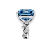 Asscher Cut Graduated Accent Engagement Ring Setting for a Fancy Blue Lab-Grown Diamond | Platinum