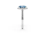Oval Halo Engagement Ring Setting for a Fancy Blue Lab-Grown Diamond | Pave Shoulders | Sterling Silver