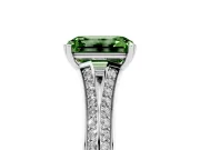 Emerald Cut Split Shank Engagement Ring Setting for a Fancy Green Lab-Grown Diamond | Pave Band | Sterling Silver