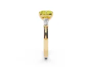 Radiant Cut Three Stone Engagement Ring Setting for a Fancy Yellow Lab-Grown Diamond | Tapered Baguettes | Yellow Gold