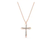 Round Lab-Grown Diamond Pavé Cross Pendant Necklace | Flared Pointed Arms | Rose Gold