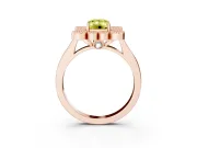 Emerald Cut Milgrain Cluster Halo Engagement Ring Setting for a Fancy Yellow Lab-Grown Diamond | Plain Band | Rose Gold