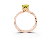Fancy Yellow Radiant Cut Diamond Pavé Twist Band Solitaire Ring Set in Rose gold with Prong Setting