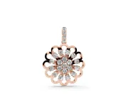 Round Lab-Grown Diamond Floral Cluster Pendant Necklace | Open Petal Frame | Rose Gold