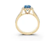Radiant Cut Pavé Engagement Ring Setting for a Fancy Blue Lab-Grown Diamond | Wide Three-Row Band | Yellow Gold