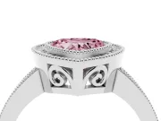 Fancy Pink Heart Cut Diamond Round Halo Ring Set in White gold with Pavé Band